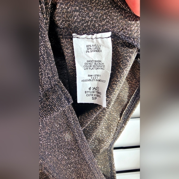 Sincerely Jules Bodysuit Golden Sparkle Black Long Sleeve size S - Picture 5 of 6